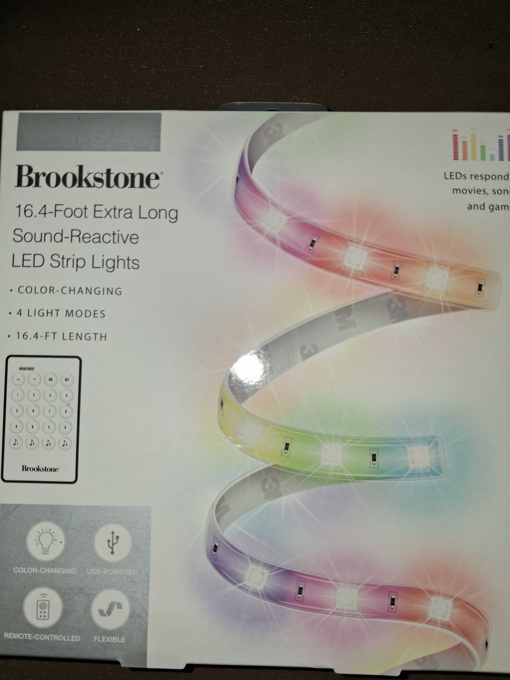 Brookstone Multi-Color Sound-Reactive LED Strip Lights